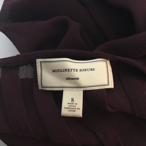 Anthropologie Moulinette Soeurs Women’s 100% Silk Burgundy Ruffled Top Size M - Picture 7 of 8